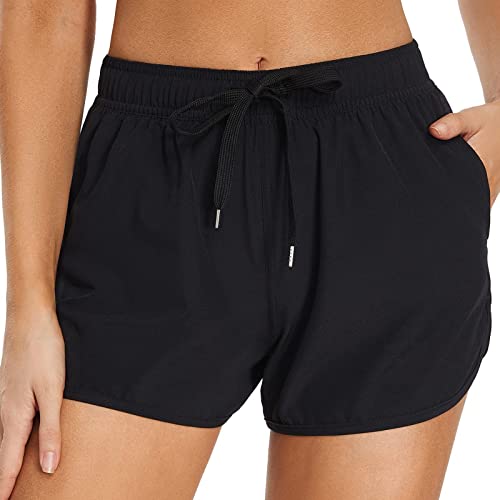 Bademode Mädchen Teenager Damen-Badeshorts mit Taschen, hohe Taille, Board-Badeanzug, Badeshorts, Badeanzug, Unterteil, Jungen-Shorts, Badeanzug-Unterteil, breites elastisches Schwimmradler Damen von Generic