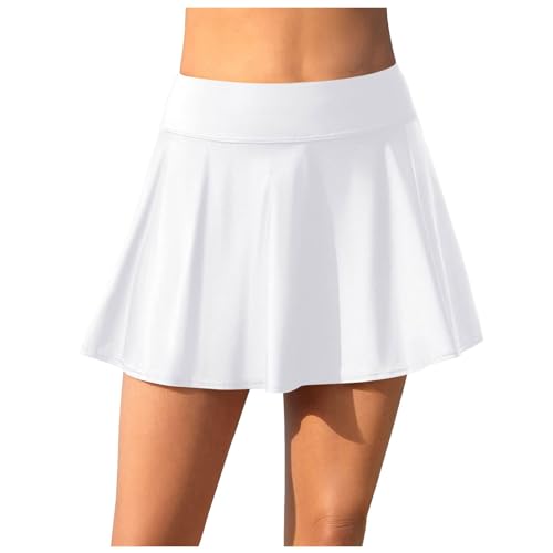 Baderock Damen mit Innenslip Schwarz Elegant Schwimmrock mit Taschen High Waist Boardshorts Badeanzug Sommer Strand Rock Tankini Bottom Bikini Shorts Gummiband A-Linie Minirock Badekleid Swimbottom von Generic