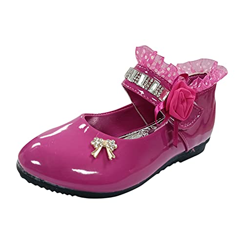 Badeschuhe 21 Junge Einzelne Baby-Schuhe für Mädchen Prinzessin Blumen Kinder weiche Tanz Baby-Schuhe Gummistiefel Mädchen (Hot Pink, 25 Toddler) von Generic