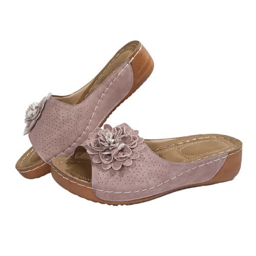 Badeschuhe Herren Damen Plateau Sandalen Slides Mit FußBett Sommerschuhe Freizeit Wedge Absatz Breite FüßE High Heel Plattform Pantoletten Peep Toe von Generic