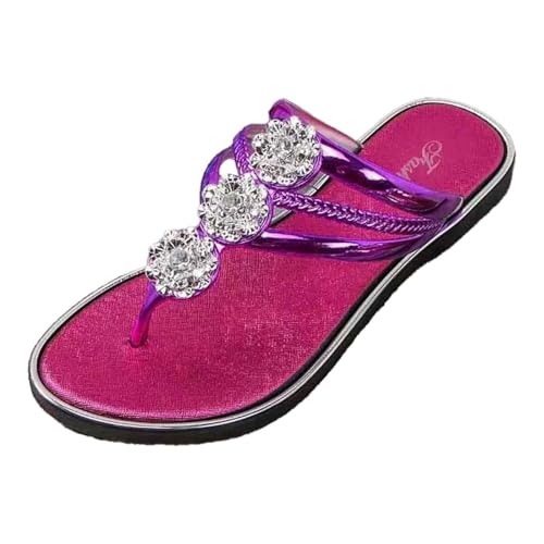Badeschuhe Herren Damen Vintage Sommerschuhe Super Weich Rutschfest Freizeit Wedge Mit Absatz Bequem Boho Glitzer Flip Flops High Heel Plattform Pantoletten Duschsandale Badezimmer von Generic