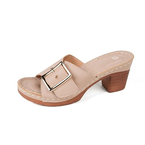 Badeschuhe Herren Damen Walking Shoes Freizeit Mesh Mit Absatz Und Fussbett Slides Casual Strick Sandalen Breite FüßE High Heel Plattform Pantoletten Anti-Rutsch-Sandalen Hausschuhe von Generic