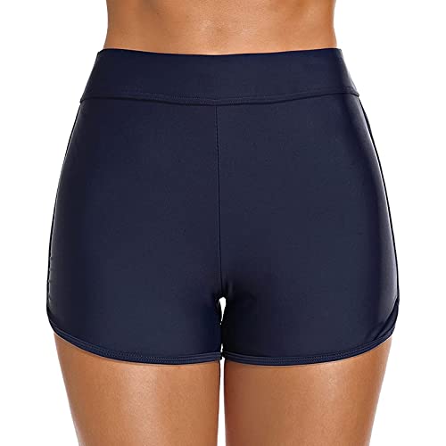 Badeshorts Damen Schwarz Bikini Hosen Kurz Badehose Sommer Sport Shorts Hotpants Wassersport Boardshorts Schnell Trocknendes Schwimmhose Schwimmshorts Tankini Shorts Bikinihose (X-Dark Blue, L) von Generic