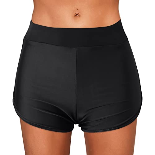 Badeshorts Damen Schwarz Bikini Hosen Kurz Badehose Sommer Sport Shorts Hotpants Wassersport Boardshorts Schnell Trocknendes Schwimmhose Schwimmshorts Tankini Shorts Bikinihose Beachwear (X-Black, XL) von Generic