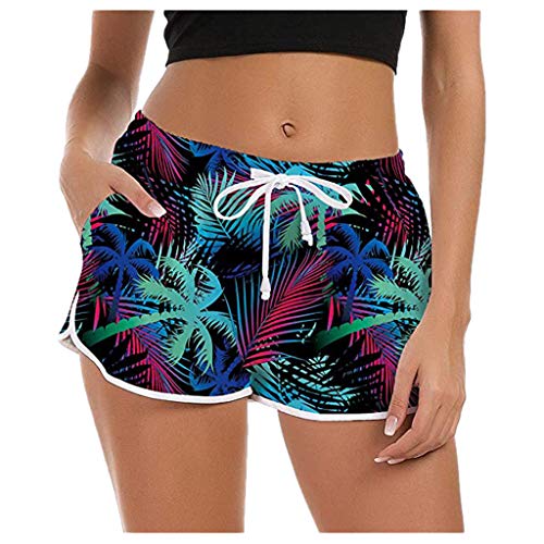 Badeshorts Damen Wassersport Badehose Kurze Hose Schnell Trocknend Schwimmshorts Schwimmhose Bikini Unterteil Trockener Badeanzug, Stretch-Muster, Boardshorts, Bademode, Kordelzug, (Sky Blue, M) von Generic