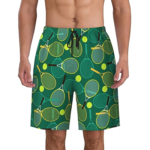 Badeshorts Herren Badehose Tennisschläger Und Bälle Elastisch Schnelltrocknend Surfen Swim Shorts Schwimmen Tauchen L von Generic