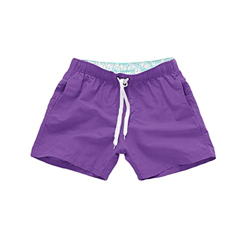 Badeshorts Herren Kurz Badehose Männer Badeshorts Jungen Schwimmhose Boardshorts Schnelltrocknend Kurzen Strandhose Strandshorts Swim Trunks für Beach Hotspring Surfen Lila XL von Generic