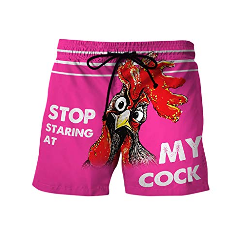 Badeshorts Herren Schnelltrocknend mit Seitentasche Badehose Männer Gestreift Badehose Herren Muster Truthähne Kurz Badeshorts Herren Große größen Schwimmhose Beach Shorts Herren (Hot Pink, XXXL) von Generic