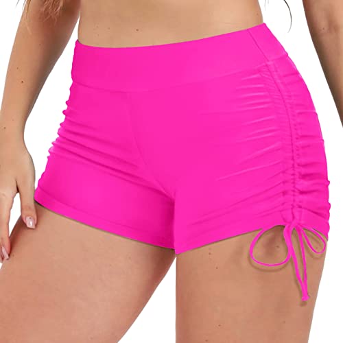 Badeshorts für Damen Elastischer High Waist Badehose Bauchweg Kurze Shorts Schnell Trocknendes Wassersport Boardshorts Schwimmhose Große Größen Strand Bikinihose UV-Schutz Sommer Sport Gym Shorts von Generic