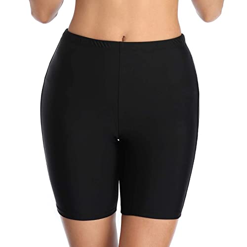 Badeshorts für Damen Wassersport Boardshorts, Badehose Damen Schwarz Sommer Schutz Kurze Hose Schnell Trocknend Schwimmshorts Schwimmhose Bikini Unterteil (XXA-Black, S) von Generic