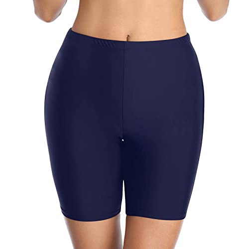 Badeshorts für Damen Wassersport Boardshorts, Badehose Damen Schwarz Sommer Schutz Kurze Hose Schnell Trocknend Schwimmshorts Schwimmhose Bikini Unterteil (XXA-Dark Blue, L) von Generic