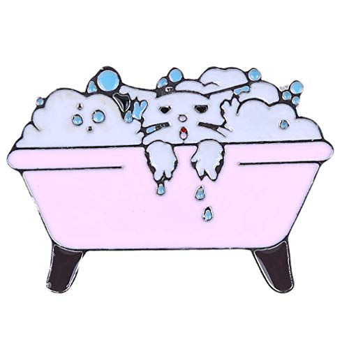 Badge Katze, niedlich, Badewanne, Cartoon, Tiere, Brosche, Dekoration, Schmuck, Kleidung, Accessoires, Knopfleiste, Geschenk für Frauen, elegant und beliebt von Generic