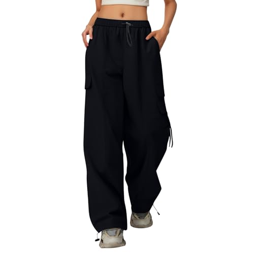 Baggy Cargohose für Mädchen,Sommer Lässig Dünn Jogginghose,Hohe Taille Lockere Passform Cargo Hosen mit Kordelzug & Tasche,Freizeithose Teenager Kinder Jogger Hose Outdoorhose für 12-17 Jahre von Generic
