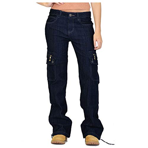 Baggy Jeans Damen High Waist - Cargo Jeans Damen mit Multi-Taschen Jeanshose Lang Straight Leg Weites Bein Denim Hose Damenjeans Cargohose Freizeithose Arbeitshose Jeans Hosen für Frauen von Generic