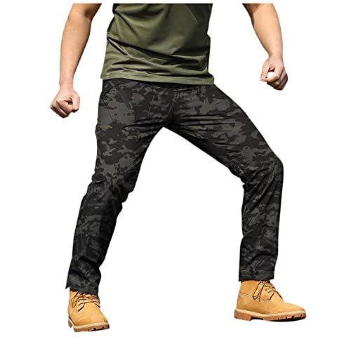 Baggy Jeans Herren Cargohose Chino Wanderhose Trekkinghose Slim Fit Gym Hosen Security Outdoorhose Fahrradhose Cargohosen Parachute Cordhose Karierte Hose D-Leopardendruck L 509 von Generic