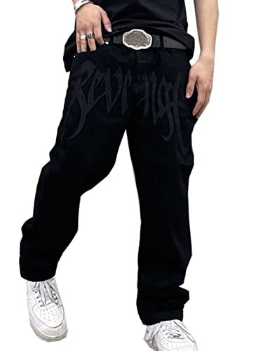 Baggy Jeans Herren Hip Hop Jeanshose Y2k Straight Jeans Teenager Jungen Skateboard Hose Streetwear von Generic