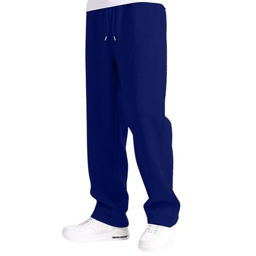 Baggy Jogginghose Jungen Kinder Jogger Hose Weites Bein Freizeithose Baumwolle Cargohose Jogginghose mit Gummizug Lässig Sport Sweathose (01 Blau, 9-10 Jahre) von Generic