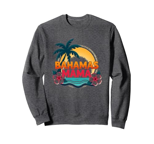Bahamas Mama Tropical Paradise Strandurlaub Sweatshirt, Unisex für Erwachsene, Anthrazit Meliert, L von Generic