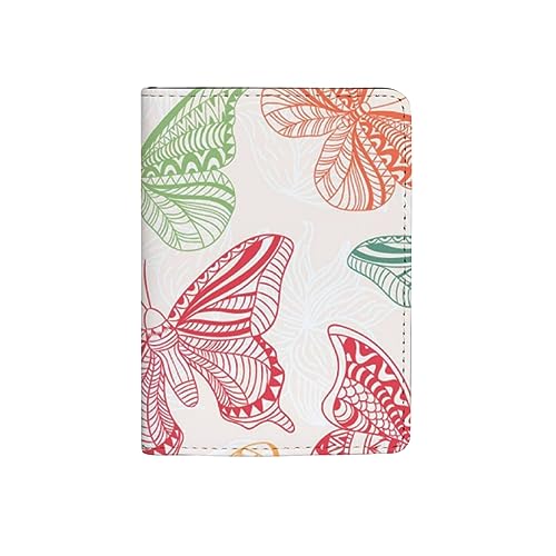 Balii Reisepasshülle mit Schmetterlingen, buntes Leder, Passschutz für Damen und Herren, Reise-Geldbörse, Organizer, Geschenk, Schmetterling bunt, 10x14x1.5 CM von Generic