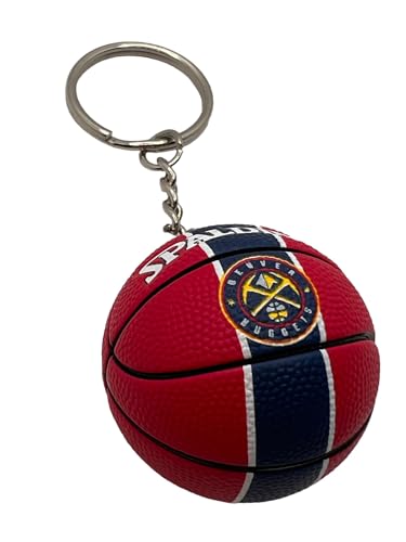 Ball Schlüsselanhänger kompatibel mit NBA Nuggets im Etui Farbe Einhorn Basketball Gadget Zubehör Geschenkidee Herren Damen Kinder Kreativer Anhänger 3D, rot, One size von Generic