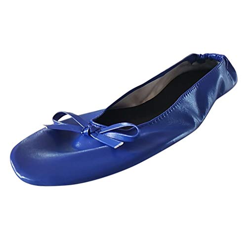 Ballerina-Schuhe für Mädchen Ballett Schuhe Faltbare Flache Tanzschuhe Party Roll Reise-Hausschuh Frauen Frauen-Hausschuh Tanzschuhe für Kinder College Schuhe Damen (Blue, XL) von Generic