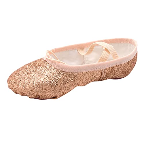Ballerina-Schuhe für Mädchen Kinderschuhe Tanzschuhe Warm Dance Ballett Performance Indoor Schuhe Yoga Tanzschuhe Anzugschuhe für Kleinkinde𝐫 Sportschuhe 31 (Rose Gold, 38 Big Kids) von Generic