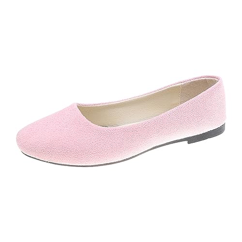 Ballerinas Damen Ballerina Schuhe Elegant Leichte Sommerschuhe Dirndl Schuhe Weiche Bequem Gymnastikschuhe Tanzschuhe Wildleder Damenpumps Slip On Flache Barfußschuhe Freizeit Pumps von Generic