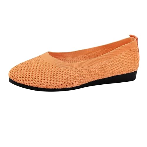 Ballerinas Damen Elegant Sportlich Balerinaschuhe Sommerschuhe Mittelalter Weite Sommerschuhe Trachtenschuhe Sommer Elegant Dirndl Schuhe Weiche Sportlich Tanzschuhe Mädchen (Orange, 39) von Generic