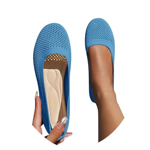 Ballerinas Damen Slip On Strick Schuhe Mittelalter Mokassins Sommerschuhe Gymnastikschuhe Sneaker Elegant Loafer Tanzschuhe Mesh Stoffschuhe Geschlossene Halbschuhe Flexibel von Generic