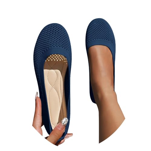 Ballerinas Damen Slip On Strick Schuhe Mittelalter Mokassins Sommerschuhe Gymnastikschuhe Sneaker Elegant Loafer Tanzschuhe Mesh Stoffschuhe Geschlossene Halbschuhe Flexibel von Generic