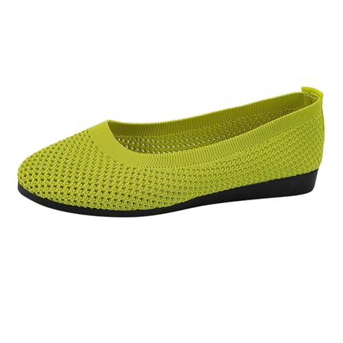 Ballerinas Damen Slip On Strick Schuhe Mittelalter Mokassins Sommerschuhe Gymnastikschuhe Sneaker Elegant Loafer Tanzschuhe Mesh Stoffschuhe Geschlossene Halbschuhe Sommerlich von Generic
