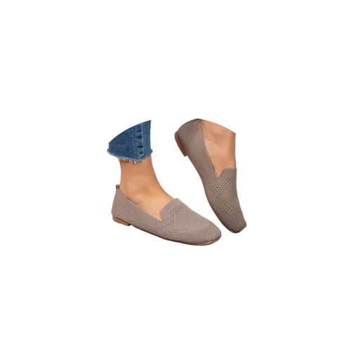 Ballerinas Damen Slip On Strick Schuhe Mittelalter Mokassins Sommerschuhe Gymnastikschuhe Sneaker Elegant Loafer Tanzschuhe Mesh Stoffschuhe Geschlossene Halbschuhe von Generic