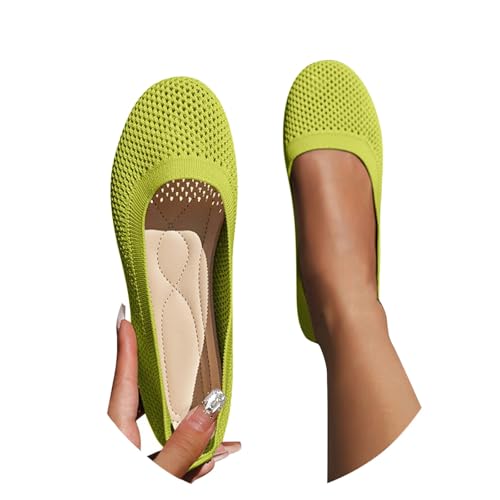 Ballerinas Damen Slip On Strick Schuhe Mittelalter Mokassins Sommerschuhe Gymnastikschuhe Sneaker Elegant Loafer Tanzschuhe Mesh Stoffschuhe Geschlossene Halbschuhe von Generic
