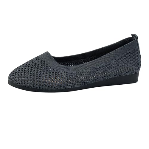 Ballerinas Damen Slip On Strick Schuhe Mittelalter Mokassins Sommerschuhe Gymnastikschuhe Sneaker Elegant Loafer Tanzschuhe Mesh Stoffschuhe Geschlossene Halbschuhe von Generic