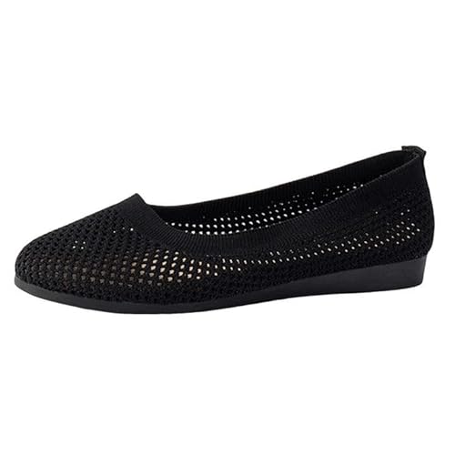Ballerinas Damen Slip On Strick Schuhe Mittelalter Mokassins Sommerschuhe Gymnastikschuhe Sneaker Elegant Loafer Tanzschuhe Mesh Stoffschuhe Geschlossene Halbschuhe von Generic