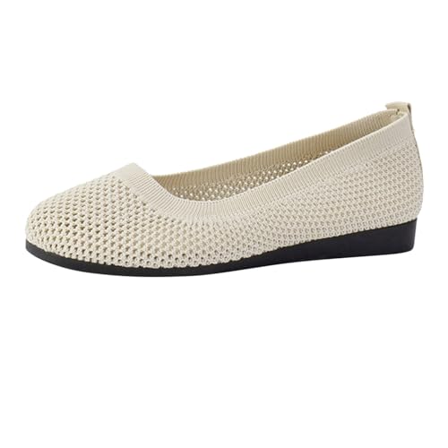 Ballerinas Damen Slip On Strick Schuhe Mittelalter Mokassins Sommerschuhe Gymnastikschuhe Sneaker Elegant Loafer Tanzschuhe Mesh Stoffschuhe Geschlossene Halbschuhe von Generic