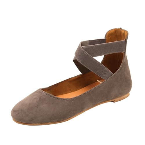 Ballerinas Damen Wildleder - Riemenballerinas Slip-On-Flachschuhe Kreuzriemen Balerinaschuhe Sommer Einzelneschuhe Geschlossene Sandaletten Weich Sohle Tanzschuhe Elegant Bequem Damenschuhe von Generic