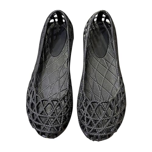 Ballerinas Flach Für Damen Netz - Ballerina Schuhe Hohl Gelee Sandaletten Sommer Fischnetz Sandalen Slip-On Einzelne-Schuhe Bird-Nest Ballett Weich Plastik Schuhe Leicht Sommerschuhe von Generic