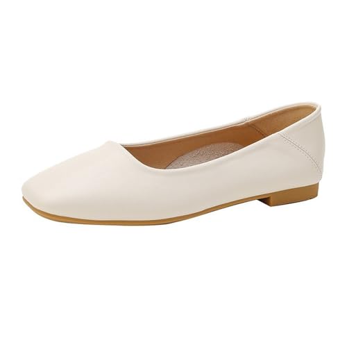 Ballerinas für Damen, quadratische Spitze, Ballettschuhe, elegant, leicht, ohne Schnürsenkel, Mokassin, Wanderschuhe, flach, atmungsaktiv, bequem, beige, 40 EU Ballerinas für Damen, quadratische Spitze, Ballettschuhe, elegant, leicht, ohne Schnürsenkel, Mokassin, Wanderschuhe, flach, atmungsaktiv, bequem, beige, 40 EU von Generic