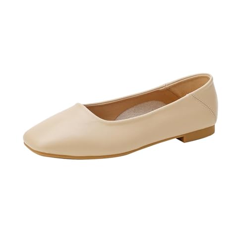 Ballerinas für Damen, quadratische Spitze, Ballettschuhe, elegant, leicht, ohne Schnürsenkel, Mokassin, Wanderschuhe, flach, atmungsaktiv, bequem, kaki, 35 EU Ballerinas für Damen, quadratische Spitze, Ballettschuhe, elegant, leicht, ohne Schnürsenkel, Mokassin, Wanderschuhe, flach, atmungsaktiv, bequem, kaki, 35 EU von Generic
