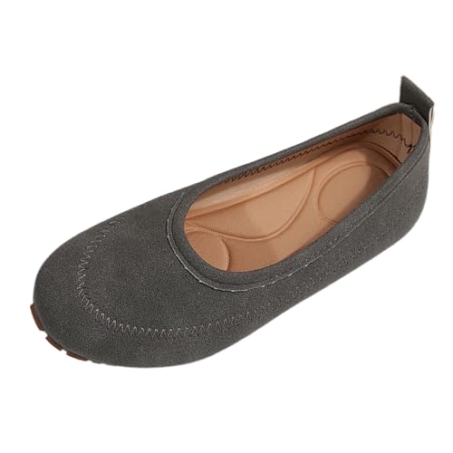 Ballerinas für Damen, runde Spitze, flach, elegant, Ballett-Mokassins, ohne Schnürsenkel, Wanderschuhe, flach, leicht, atmungsaktiv, bequem, grau, 37 EU Ballerinas für Damen, runde Spitze, flach, elegant, Ballett-Mokassins, ohne Schnürsenkel, Wanderschuhe, flach, leicht, atmungsaktiv, bequem, grau, 37 EU von Generic