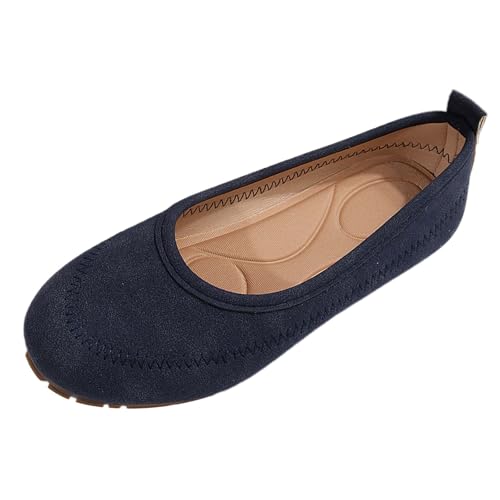 Ballerinas für Damen, runde Spitze, flach, elegant, Ballett-Mokassins, ohne Schnürsenkel, Wanderschuhe, flach, leicht, atmungsaktiv, bequem, marine, 40 EU Ballerinas für Damen, runde Spitze, flach, elegant, Ballett-Mokassins, ohne Schnürsenkel, Wanderschuhe, flach, leicht, atmungsaktiv, bequem, marine, 40 EU von Generic