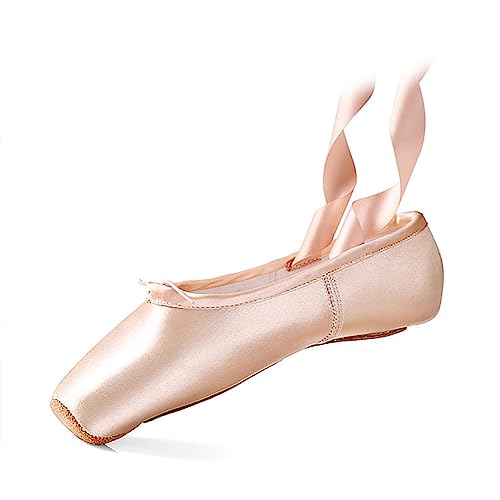 Ballett-Spitzenschuhe für, Mädchen und Erwachsene, Schleife, Ballerina, Schnürung, quadratische Zehenpartie Blau (Pink, 30) von Generic