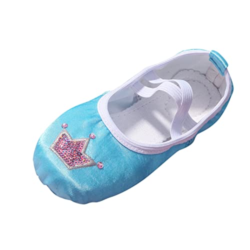 Ballettschuhe,Elastische Leinen Geteilte Sohle Ballettschläppchen süße 𝐊rone Ballet Schuhe Ballettschuhe für Kinder & Erwachsene Ballettschuhe Ballettschläppchen Tanzschuhe (Blue, 35.5 Big Kids) von Generic