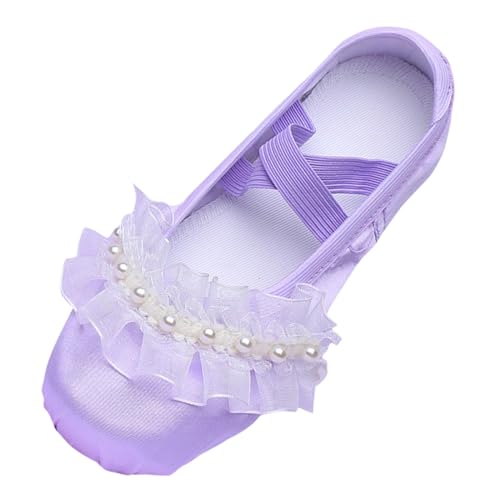 Ballettschuhe Kinder Mädchen Performance Indoor Ballettschläppchen Mädchen Professionell Ledersohle Balettschlappen Kinder Weich Geteilte Sohle Ballettschuhe Kinder Mädchen (Purple, 25 Toddler) von Generic