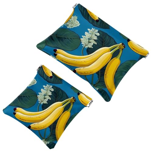 Banana-1673 Kosmetiktasche für Geldbörsen, wasserdichte Make-up-Tasche, Kosmetiktasche, tragbar, ohne Reißverschluss, Gelb, 2 Stück, Mehrfarbig 03, A：7.1x5.8in/18x14.8cm，B:4.7x4.5in/12x11.5cm von Generic