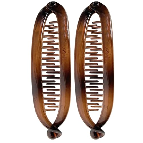 Bananenclip dickes Haar, Bananenklammern für dünne Haare | Haarklammern Doppelte Bananen -Pferdeschwanzhalter | 2x Classic Strong Hold-Accessoires für Styling-Styling-Styling für Frauen Mädchen von Generic