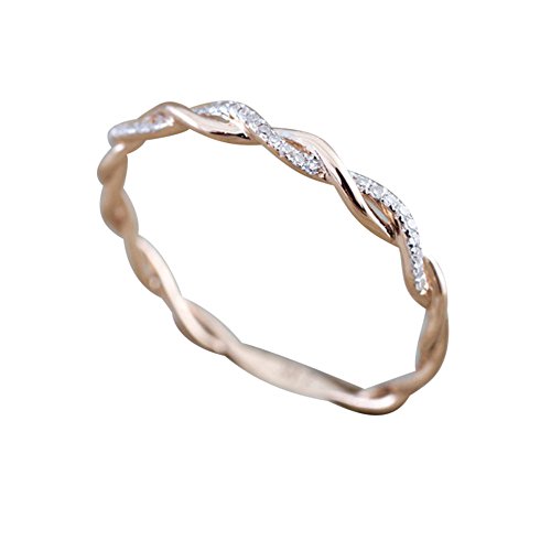 Band Verlobungsring Stapelring Jahrestag Ring Form passende Diamantringe Schmuckset, rose gold, RG7 von Generic