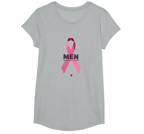 Band zur Unterstützung des Bewusstseins für Männer gegen Brustkrebs T-Shirt, Girls, Grau Meliert, XS von Generic