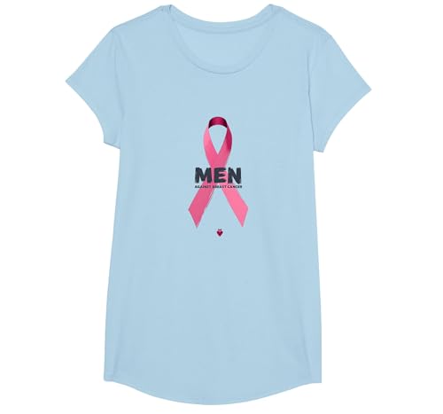 Band zur Unterstützung des Bewusstseins für Männer gegen Brustkrebs T-Shirt, Girls, Himmelblau, XS von Generic